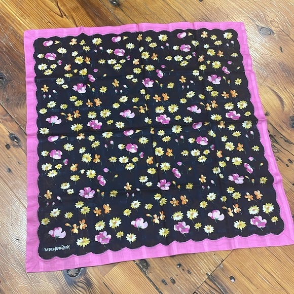 Yves Saint Laurent YSL Floral Handkerchief Small Scarf cotton Authentic vintage - Picture 4 of 8